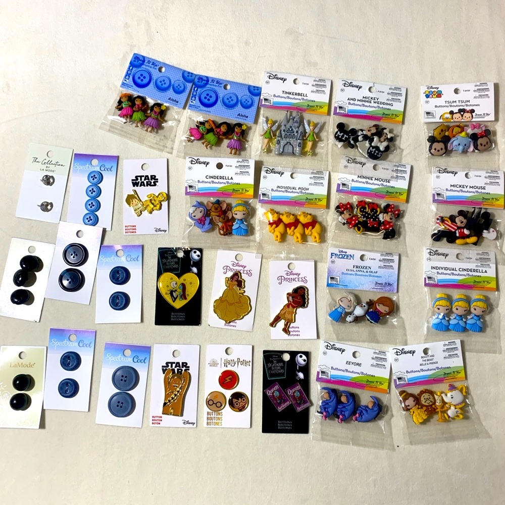 Bundle of Buttons‎ Disney Star Wars and Nightmare Before Christmas Button Set